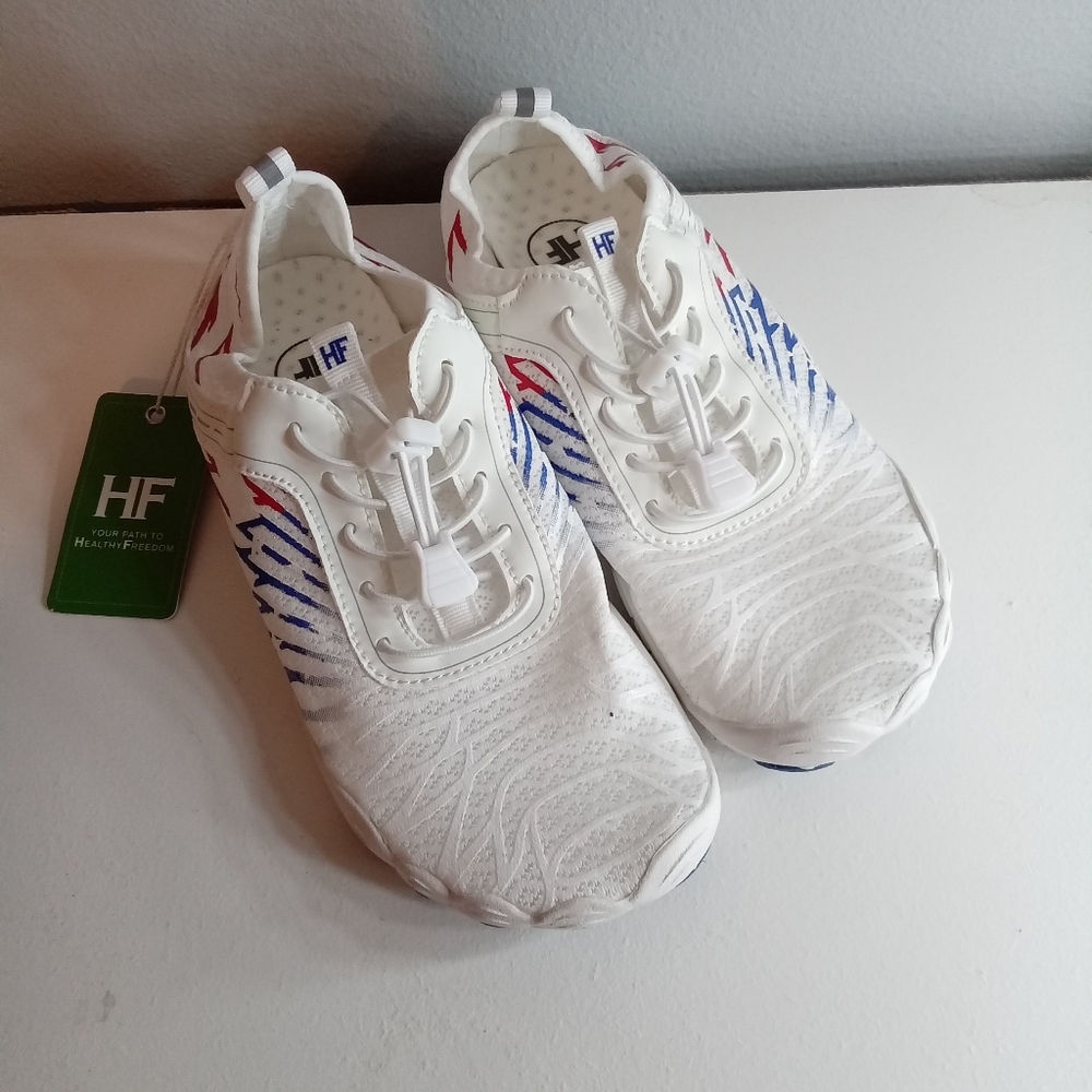 HF, Red, White and‎ Blue Athletic Shoe. PRO ultra-light Barefoot.